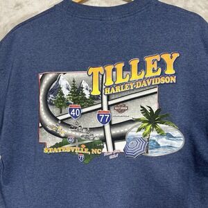 Harley Davidson T-Shirt Mens Large Blue Tilly Statesville NC 2006 Motorcycle